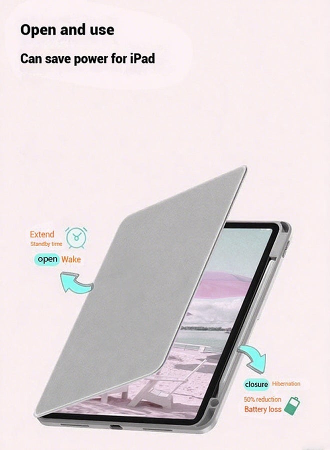 حافظة iPad Air 11 بوصة (M2) وغطاء iPad Pro 11 بوصة (الجيل الأول/الثاني/الثالث/الرابع) حافظة واقية دوارة 360 درجة مع فتحة للقلم/حامل رفيع بخاصية السكون/التنشيط التلقائي/حافظة واقية شفافة من مادة TPU/مجموعة هدايا بقيمة 29 درهمًا إماراتيًا مع غشاء واقٍ مضاد للتوهج/جراب تابلت من اللباد/متوافق مع iPad Air 10.9 بوصة من الجيل الرابع/الخامس - رمادي - Image 2